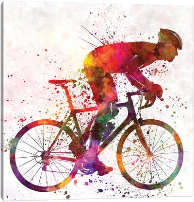 Cyclist Road Bicycle Canvas Art Print - Art by Hispanic & Latin American Artists