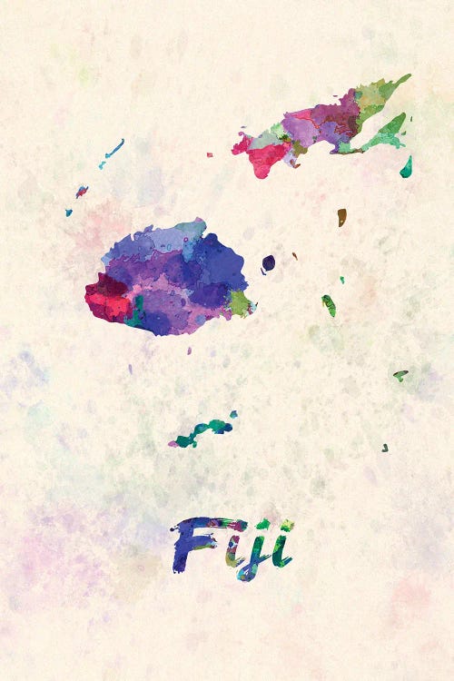 Fiji Map In Watercolor