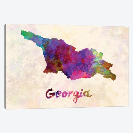 Georgia Map In Watercolor Canvas Print #PUR1815} by Paul Rommer Canvas Wall Art