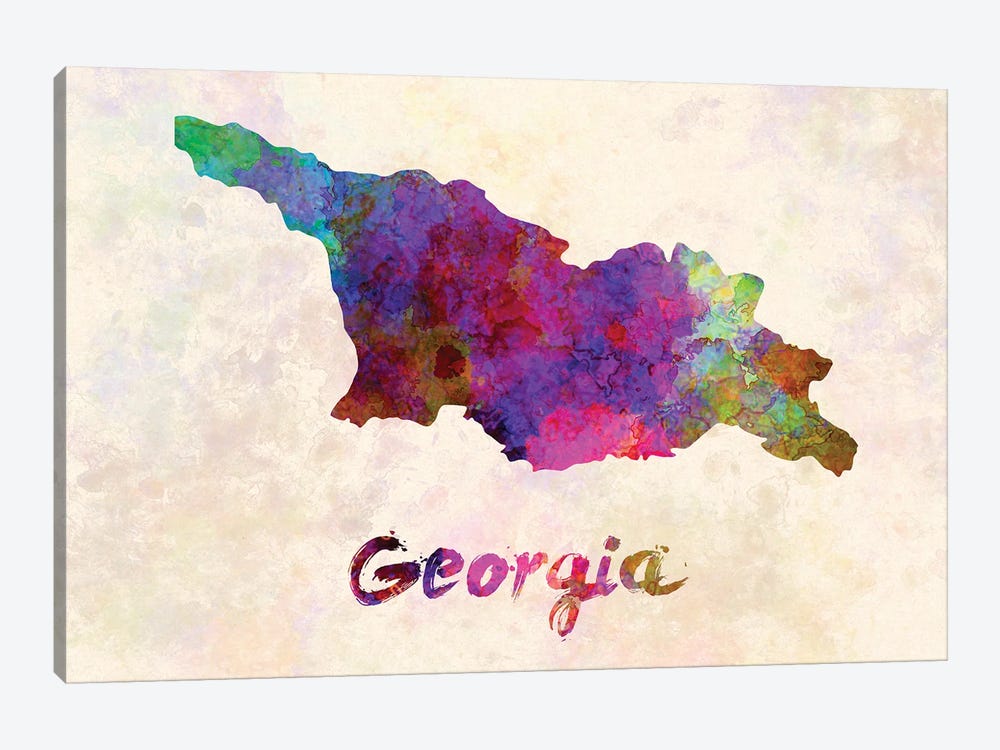 Georgia Map In Watercolor by Paul Rommer 1-piece Art Print
