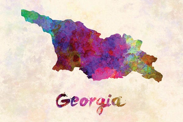 Georgia: Georgia Map In Watercolor by Paul Rommer