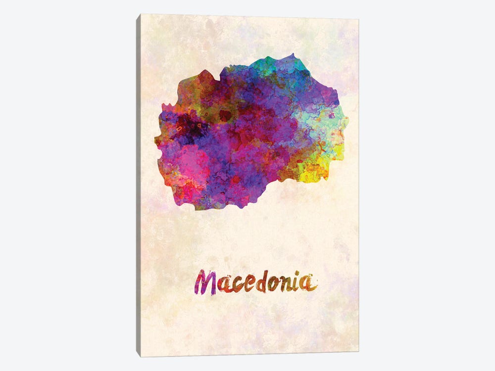 Macedonia Map In Watercolor by Paul Rommer 1-piece Art Print
