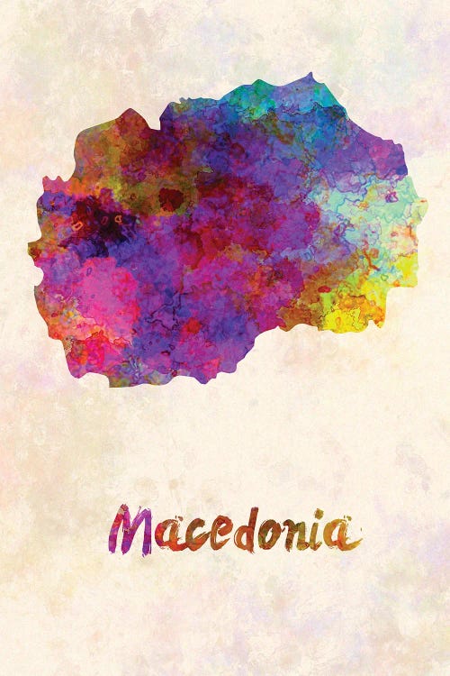 Macedonia Map In Watercolor by Paul Rommer wall art