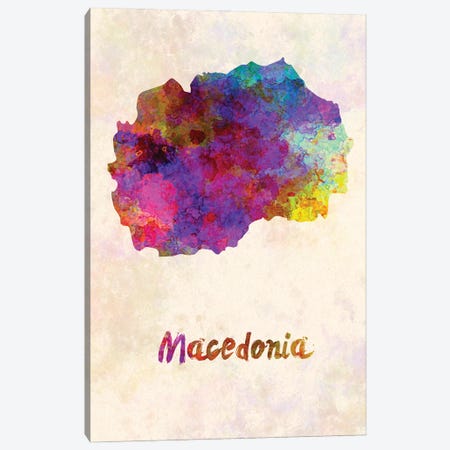 Macedonia Map In Watercolor Canvas Print #PUR1822} by Paul Rommer Canvas Art