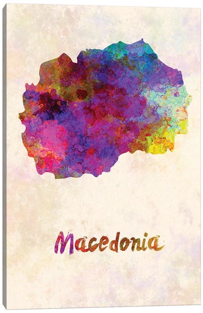 Macedonia Map In Watercolor Canvas Art Print