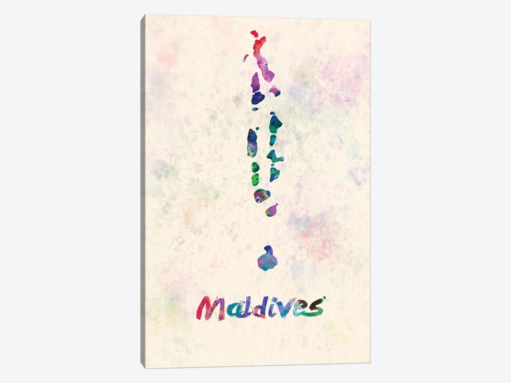 Maldives Map In Watercolor by Paul Rommer 1-piece Art Print