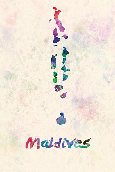 Maldives: Maldives Map In Watercolor by Paul Rommer