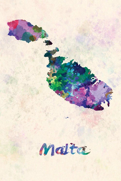 Malta Map In Watercolor