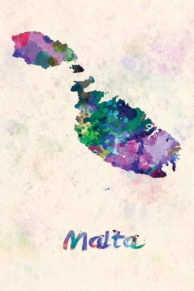 Malta Map In Watercolor