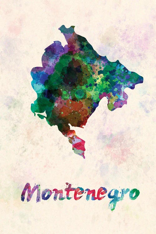 Montenegro Map In Watercolor by Paul Rommer wall art