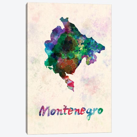 Montenegro Map In Watercolor Canvas Print #PUR1831} by Paul Rommer Art Print