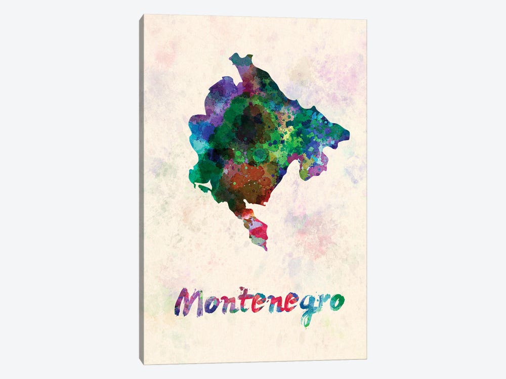 Montenegro Map In Watercolor by Paul Rommer 1-piece Art Print
