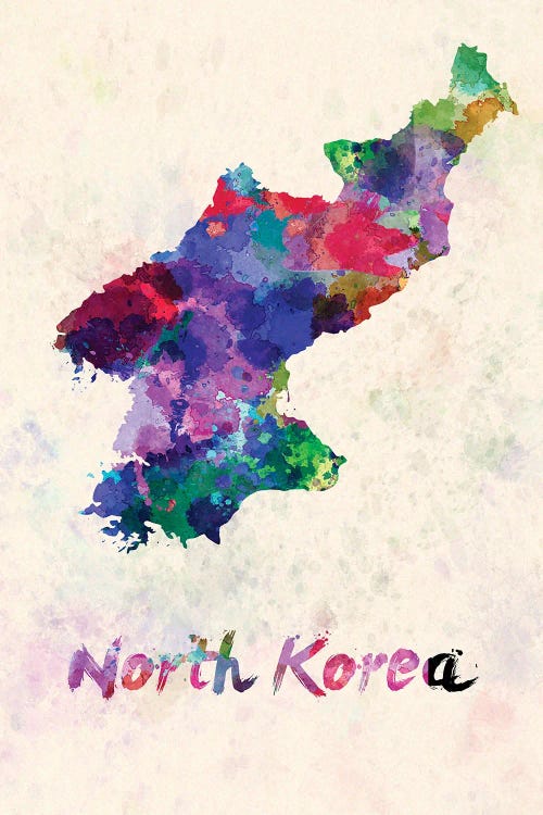 North Korea Map In Watercolor