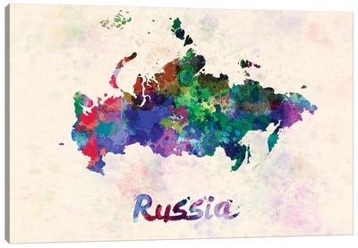 Russia Map In Watercolor Canvas Art Print - Russia Art