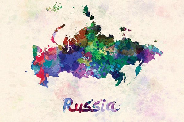 Russia: Russia Map In Watercolor by Paul Rommer