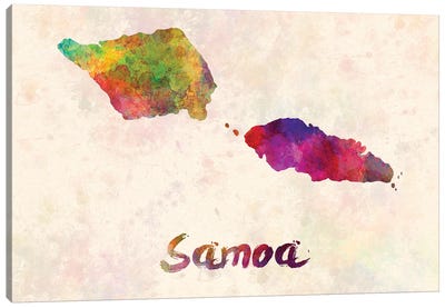 Samoa Map In Watercolor Canvas Art Print