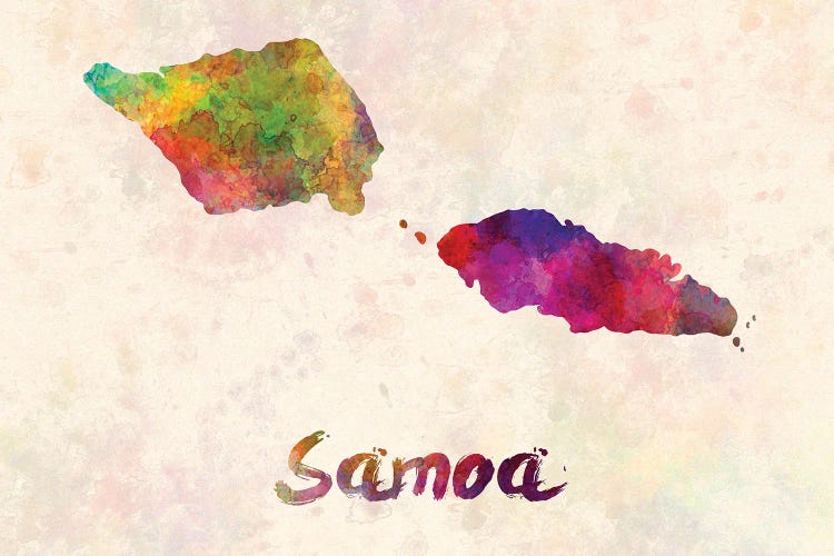 Samoa Map In Watercolor