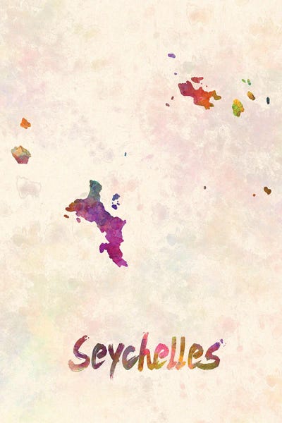 Seychelles: Seychelles Map In Watercolor by Paul Rommer