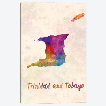 Trinidad And Tobago Map In Watercolor Canvas Print #PUR1847} by Paul Rommer Canvas Print