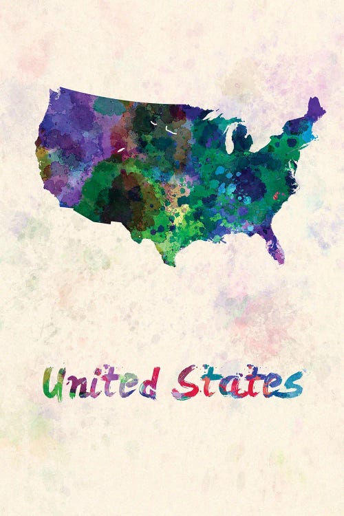 United States Map In Watercolor