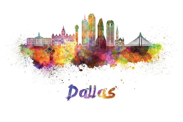 Dallas: Dallas Skyline In Watercolor II by Paul Rommer