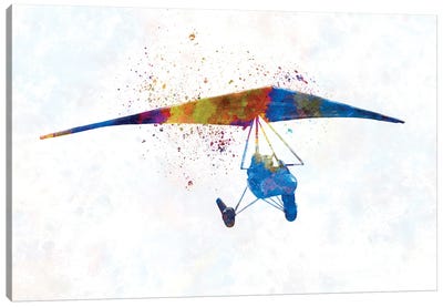 Hang Gliding In Watercolor II Canvas Art Print - Extreme Sports