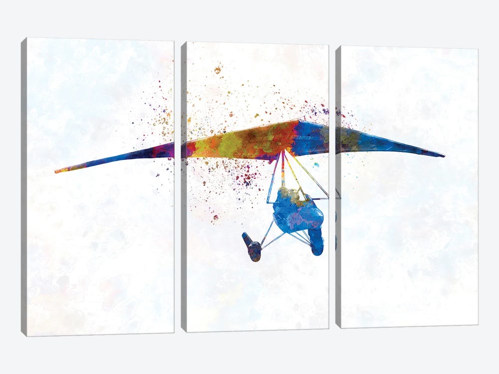 Hang Gliding In Watercolor II by Paul Rommer 3-piece Canvas Wall Art