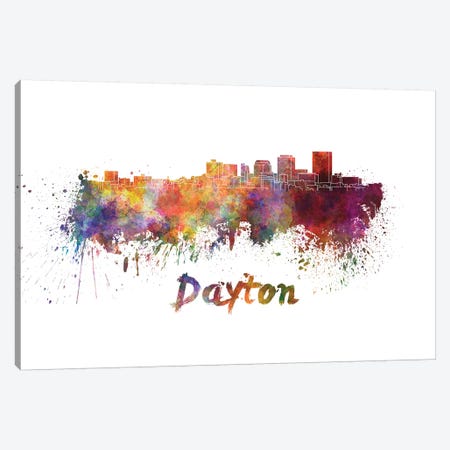 Dayton Skyline In Watercolor Canvas Print #PUR189} by Paul Rommer Art Print