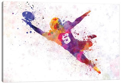 American Football Player Catching Ball II Canvas Art Print - Football Art