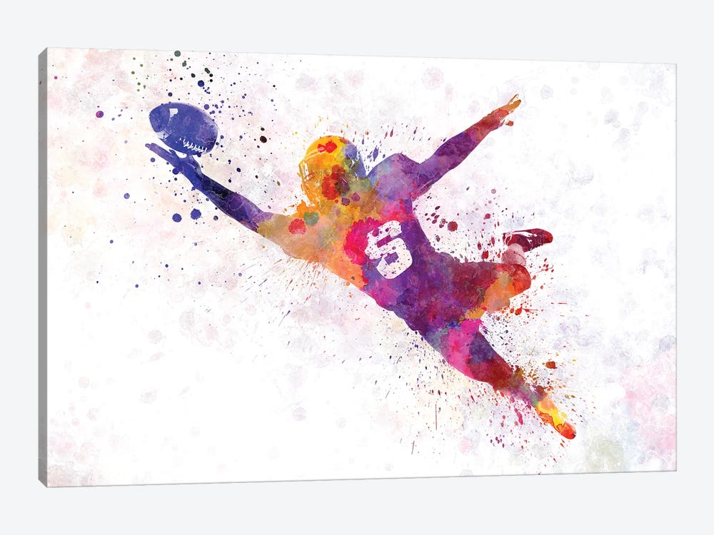 American Football Player Catching Ball II by Paul Rommer 1-piece Canvas Print