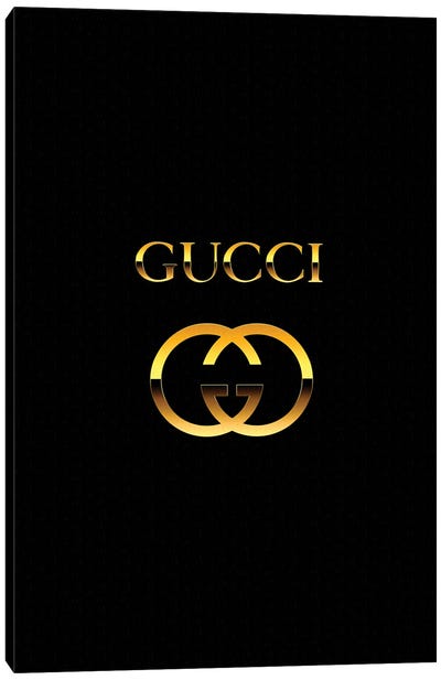 Gucci III Canvas Art Print - Black, White & Gold Art