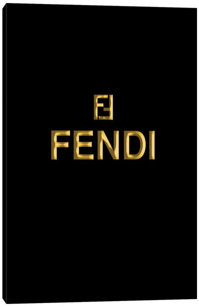 El Fendi Canvas Art Print - Black, White & Gold Art