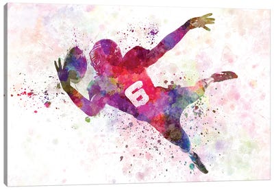 American Football Player Catching Ball III Canvas Art Print - Football Art