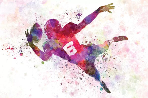 Paul Rommer: American Football Player Catching Ball III by Paul Rommer