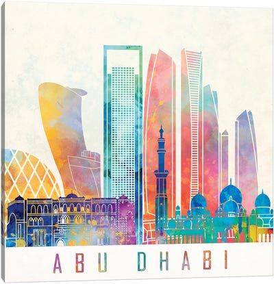 Abu Dhabi Landmarks Watercolor Poster Canvas Art Print - Abu Dhabi