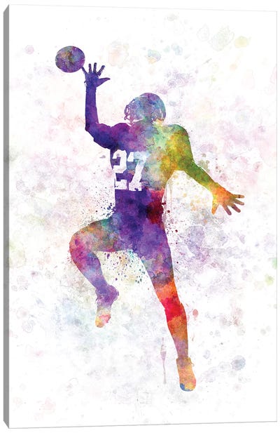 American Football Player Catching Receiving I Canvas Art Print - Football Art