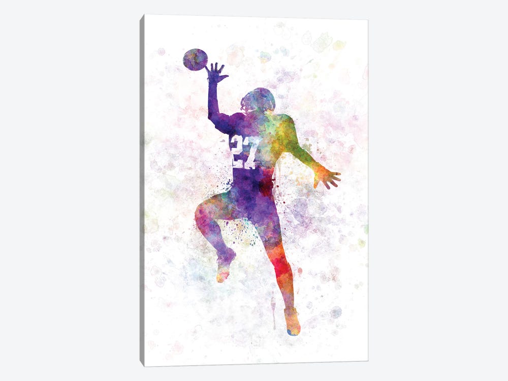 American Football Player Catching Receiving I by Paul Rommer 1-piece Canvas Artwork