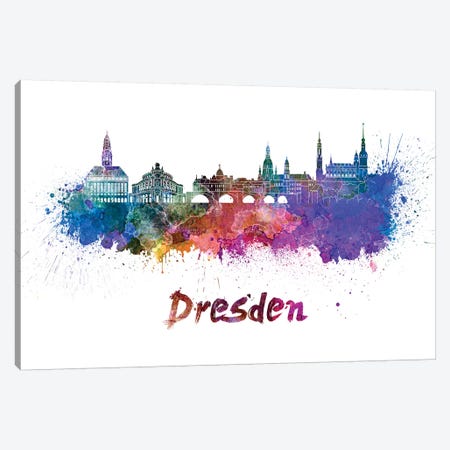 Dresden Skyline In Watercolor Canvas Print #PUR210} by Paul Rommer Canvas Art Print