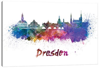 Dresden Skyline In Watercolor Canvas Art Print - Dresden