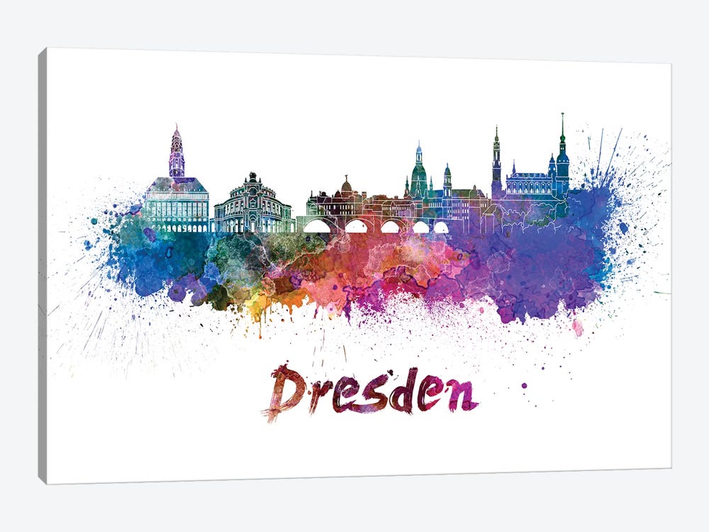 Dresden Skyline In Watercolor by Paul Rommer 1-piece Canvas Print