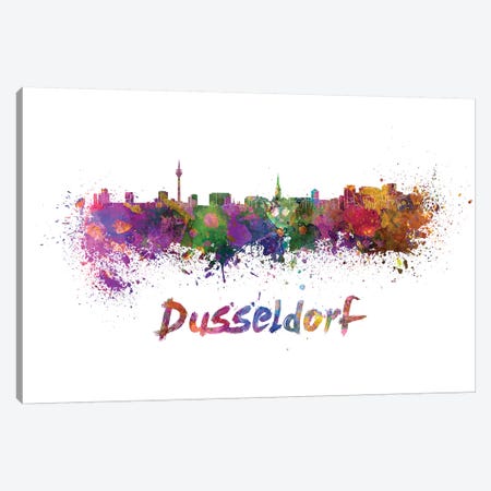 Dusseldorf Skyline In Watercolor Canvas Print #PUR217} by Paul Rommer Canvas Artwork