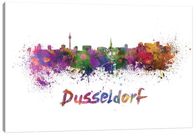 Dusseldorf Skyline In Watercolor Canvas Art Print