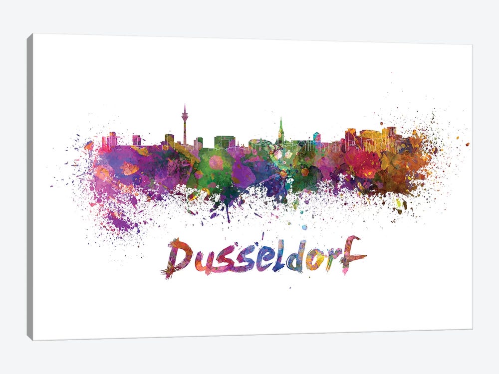 Dusseldorf Skyline In Watercolor by Paul Rommer 1-piece Canvas Art
