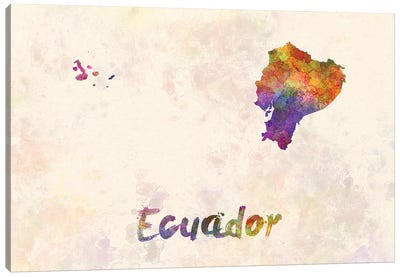 Ecuador In Watercolor Canvas Art Print - Ecuador