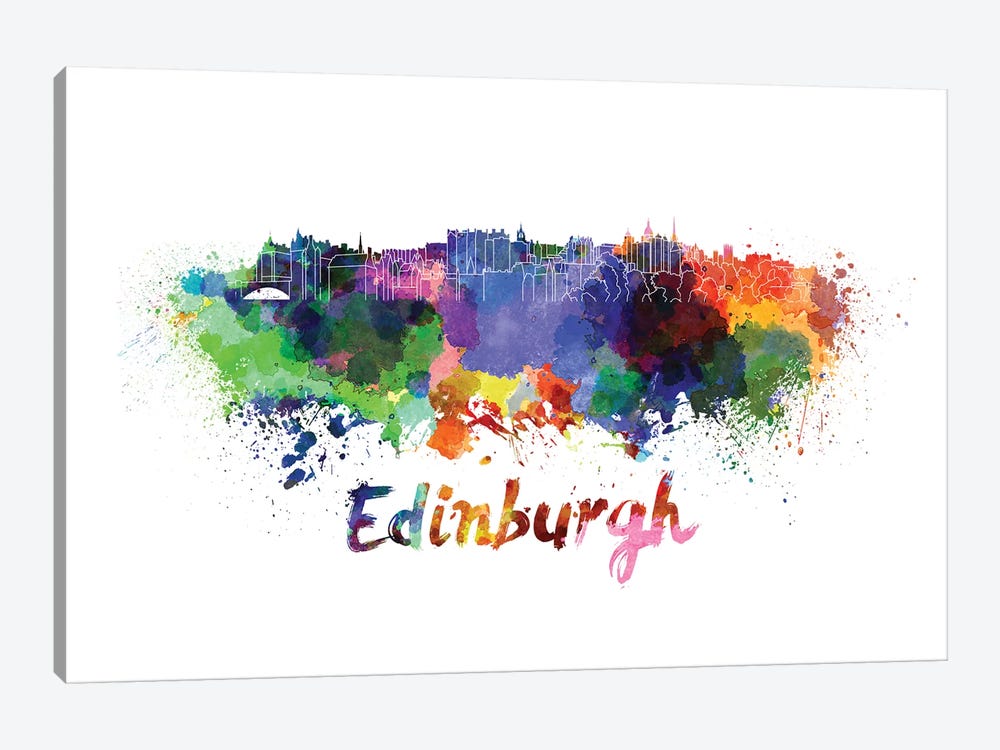 Edinburgh Skyline In Watercolor by Paul Rommer 1-piece Canvas Art Print