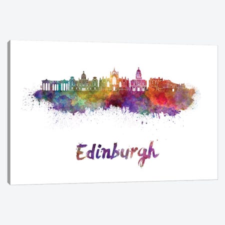 Edinburgh Skyline In Watercolor II Canvas Print #PUR224} by Paul Rommer Canvas Print