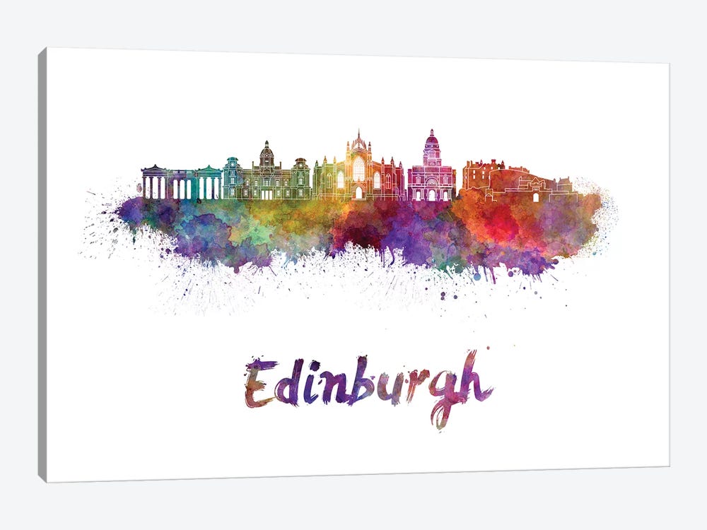 Edinburgh Skyline In Watercolor II by Paul Rommer 1-piece Canvas Wall Art