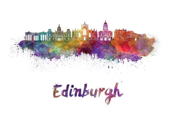 Scotland: Edinburgh Skyline In Watercolor II by Paul Rommer