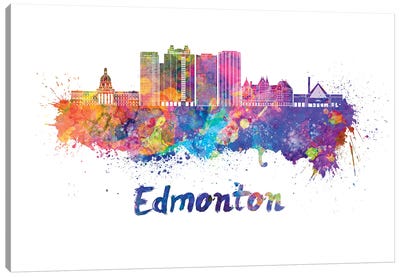 Edmonton Skyline In Watercolor II Canvas Art Print