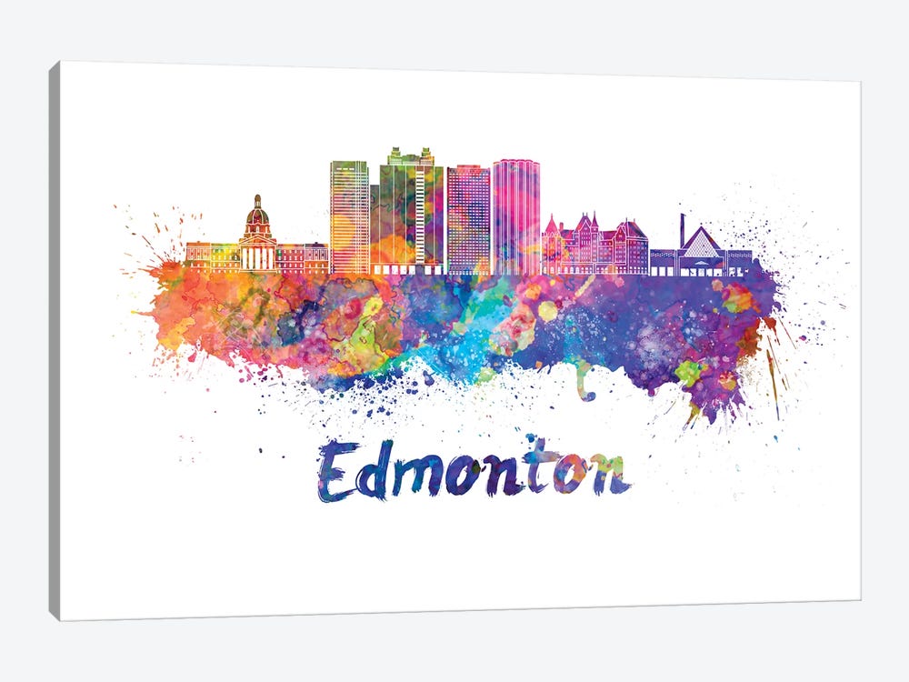 Edmonton Skyline In Watercolor II by Paul Rommer 1-piece Canvas Art